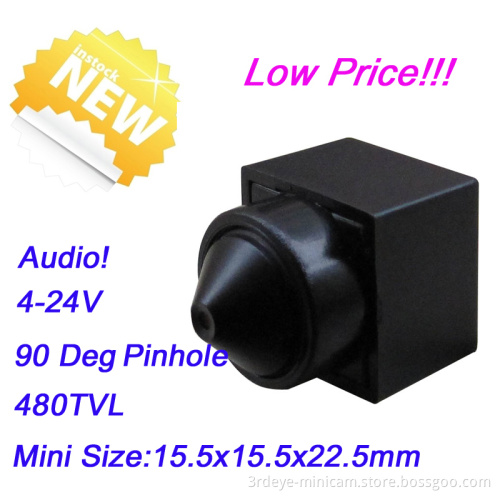 New 3.6-24V 90deg Mini CCTV Audio Video Color Surveillance Camera (MC91AP36)